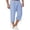 Light Blue, variant on Mens Capri Pants Summer Casual Elastic Waist Cotton Linen Lightweight Straight Leg Cropped Pants with Pockets