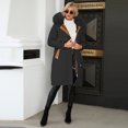 thumbnail image 1 of Winter mid-length warm zipper coat fur collar padded jacket, 1 of 2