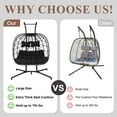 thumbnail image 3 of RADIATA Oversized 2 Person Swing Egg Chair Double Hanging Egg Chair with Stand Extra Large Wicker Patio Twins Egg Basket Chair for Two 700 lbs Capaticy for Bedroom Balcony Patio, Black, 3 of 10