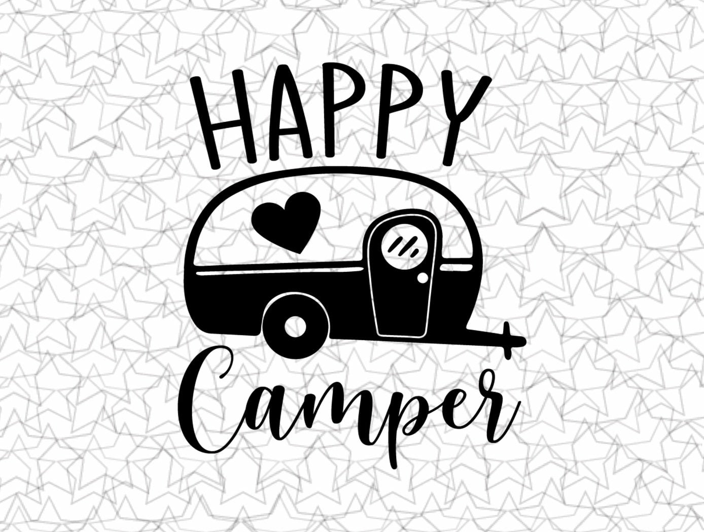 Happy Camper RV Vinyl Sticker Decal Bumper Sticker for Auto Cars Trucks Windshield Windows Laptop Camper Kayak