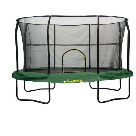JumpKing Oval 8 x 12 Foot Trampoline, with Enclosure, Green (Box 1 of 2)