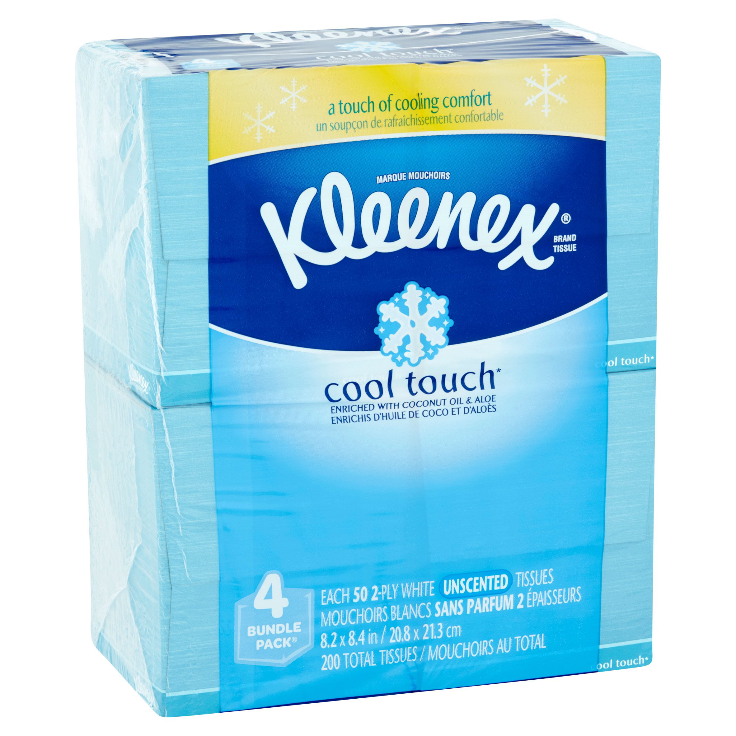 Pack Kleenex Cool Touch Unscented Facial Tissue 50 Sheets Cube 4 