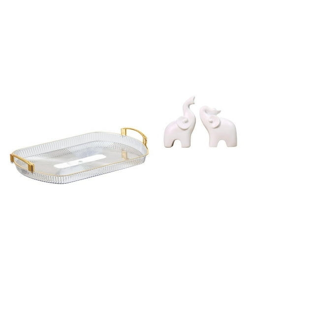 Bandeja Organizadora De Tocador Rectangular Nórdica Y Adornos De Esculturas De Elefantes, Decoración De Mesa única Para Comedor, Oficina, Hogar, Dormitorio, Entrada.