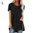 thumbnail image 2 of Sonducket Camisa de mujer con cuello y manga corta en color liso Prendas para la parte del cuerpo negro L, 2 of 4