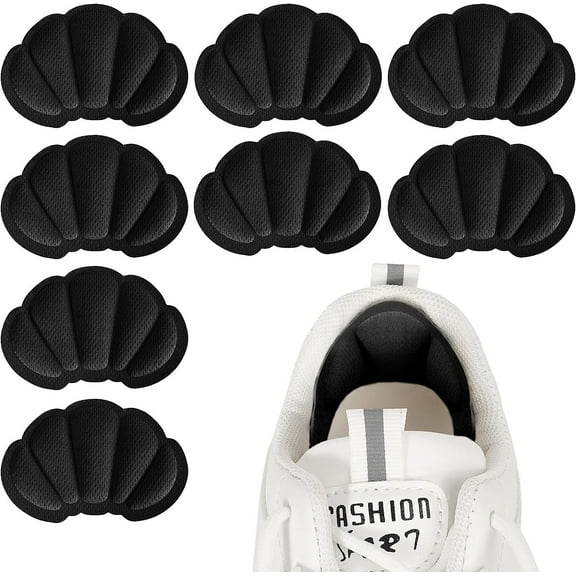 Heel Grips Cushions Inserts,Heel Pads for Loose Shoe Too Big Men Women, Improved Shoe Fit and Comfort, Prevent Heel Slipping, Rubbing, Blisters, Foot Pain. (4 Pair Black)