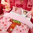 thumbnail image 3 of meiyoeat Cute Flowers Daisy Twin Duvet Cover,Strawberry Floral Theme Initial T Twin Bedding For Girl,Pink Reversible,2pcs,1 Duvet Cover and 1 Pillowcase, 3 of 6