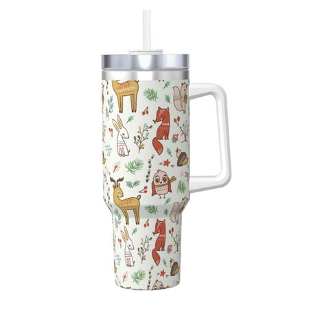 

Lukts Cute Little Animals for 40OZ Ice Cup with Handle Stainless Steel Vacuum Insulated Cup Suitable for Indoor and Outdoor Activities