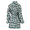 thumbnail image 2 of White And Teal Leopard Women Bathrobe One Size Univeral Fits, Wide Animal Fashion Lightweight Plush Fleece Long Robe For Women, 2 of 3