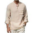 thumbnail image 2 of Camisetas de Manga Larga Casual Color Sólido Botón de Cuello Redondo Detalle Camiseta Suave para Deportes Primavera Diaria, 2 of 6