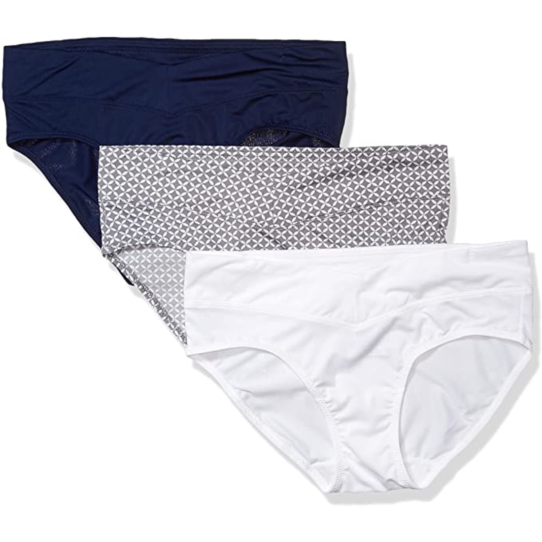 Warner's 3 Pack Micro Hipster Tailored Panties, Navy/White/Print, L