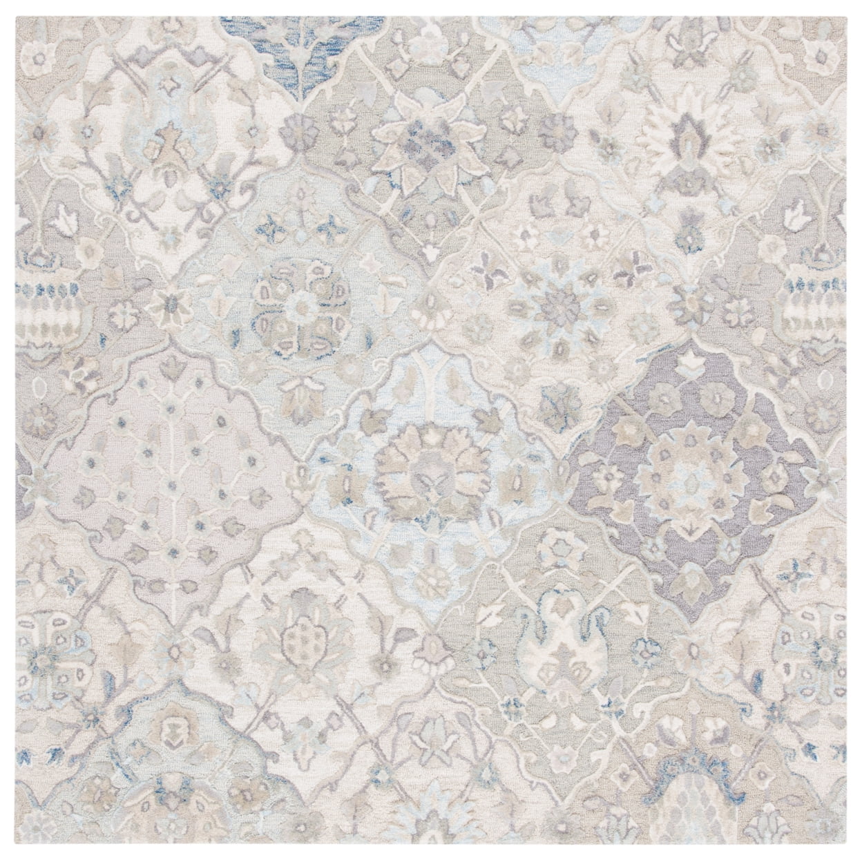 SAFAVIEH Glamour Charmaine Floral Wool Area Rug, Grey/Blue, 3' x 5'