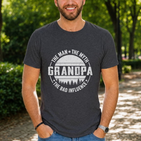 Jollimate The Man The Myth The Bad Influence Shirt, Funny Grandpa Shirt, Gift From Grandkids