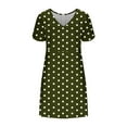 thumbnail image 4 of Polka Dot Dresses for Women 2025 Summer Short Sleeve Midi Dress Casual Loose A Line Beach Vacation Sun Dresses, 4 of 5