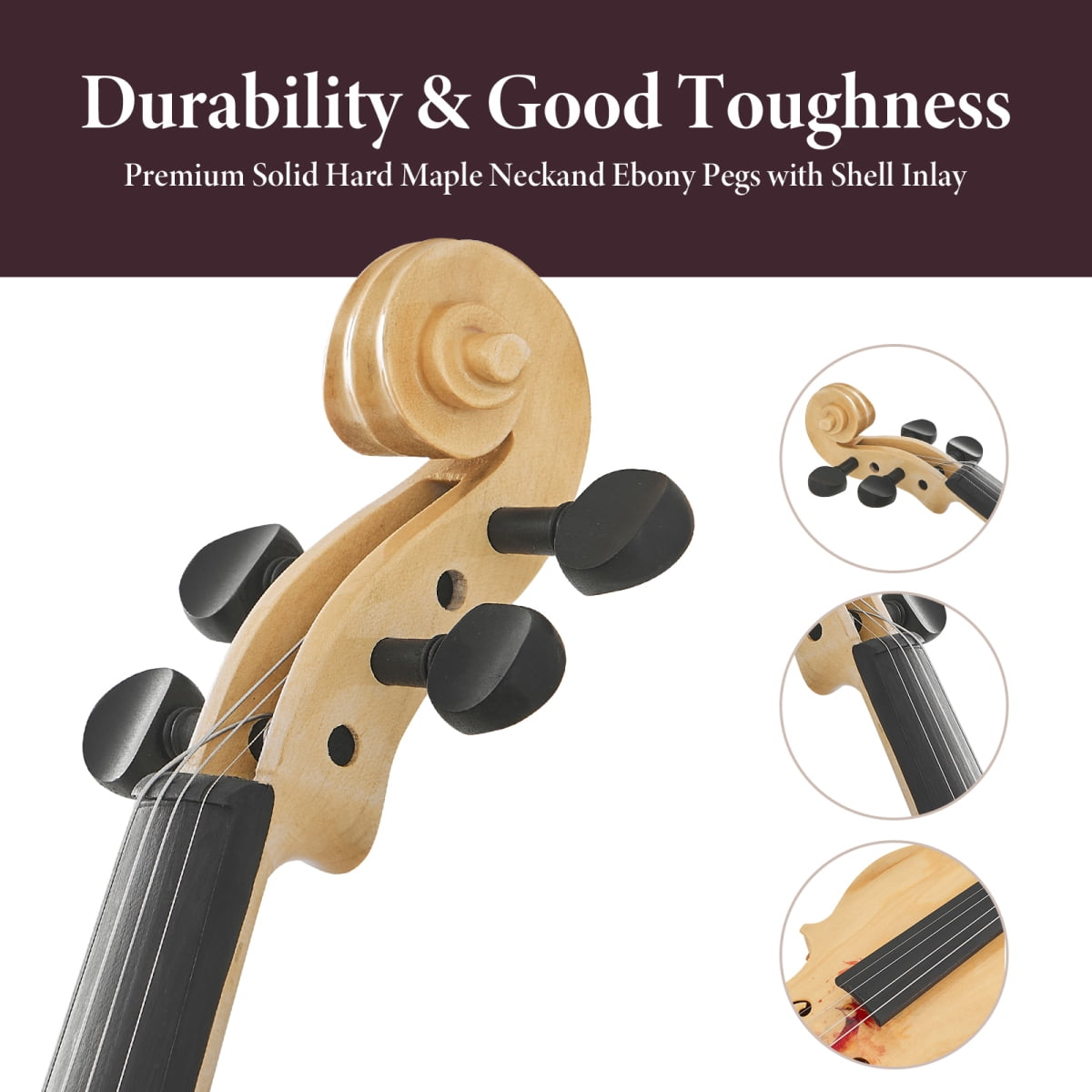 Professional 4/4 Full-Size Violin - Premium Sound Durable Lightweight Complete Accessories Handcrafted Finish Unique Gift for Musicians