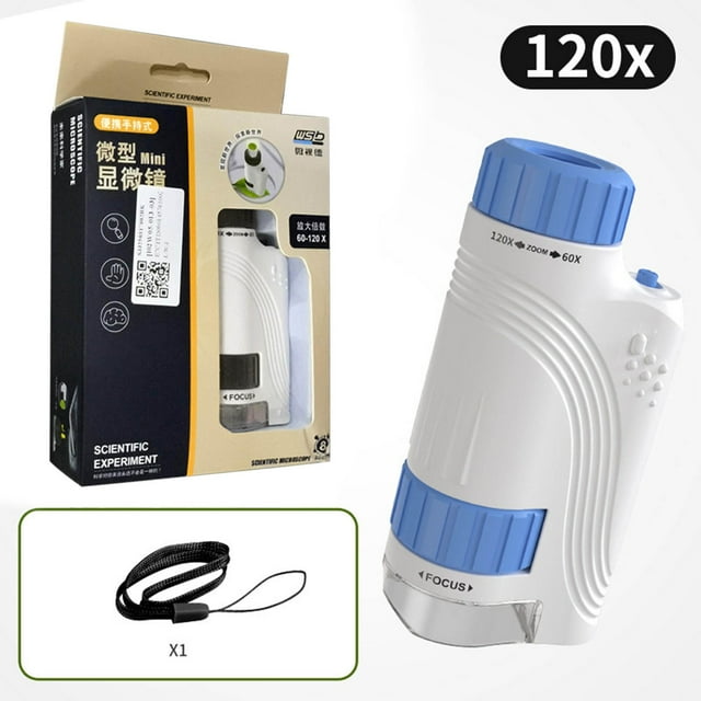 Uklsqma Portable Microscope 60-120X Handheld Science Toy for Kids Ages 6-14 | 3-In-1 Tabletop Scanner Smartphone Compatible with Led Lighting | Educational Biology Geology Observation Tool