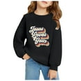 thumbnail image 2 of Wuxian Toddler Baby Boy Girl Sweatshirts Crewneck Letter Printed Sweatshirt Solid Long Sleeve Pullover Tops Fall Winter Base Sport Top,Black,18-24 Months, 2 of 3