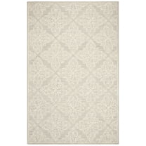SAFAVIEH Micro-Loop Laidley Geometric Floral Wool Area Rug, Silver/Ivory, 4' x 6'