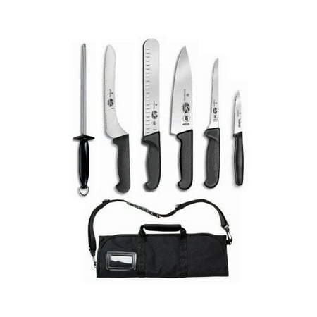 Forschner 10' Cimeter Knife - Victorinox Forschner 7 Pc Fibrox Deluxe Culinary Knife Roll Set