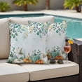 thumbnail image 4 of Thanksgiving Fall Outdoor Waterproof Pillow Covers, Green Orange White Pumpkin Autumn Leaf Decorative Square Throw Pillowcase Sofa Cushion Sham for Patio/Couch/Chair, 20"x20" 2 Pack, 4 of 8
