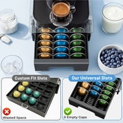 Everie Crystal Tempered Glass Top Organizer Drawer Holder Capacity 21 Big or 30 Small Vertuoline Pods, Compatible with Nespresso Vertuo Capsules,NP01S