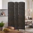 thumbnail image 6 of HOMCOM 3 Panel Folding Room Divider, 6Ft Tall Wicker Weave Privacy Screen with 360° Hinge, Coffee, 6 of 10