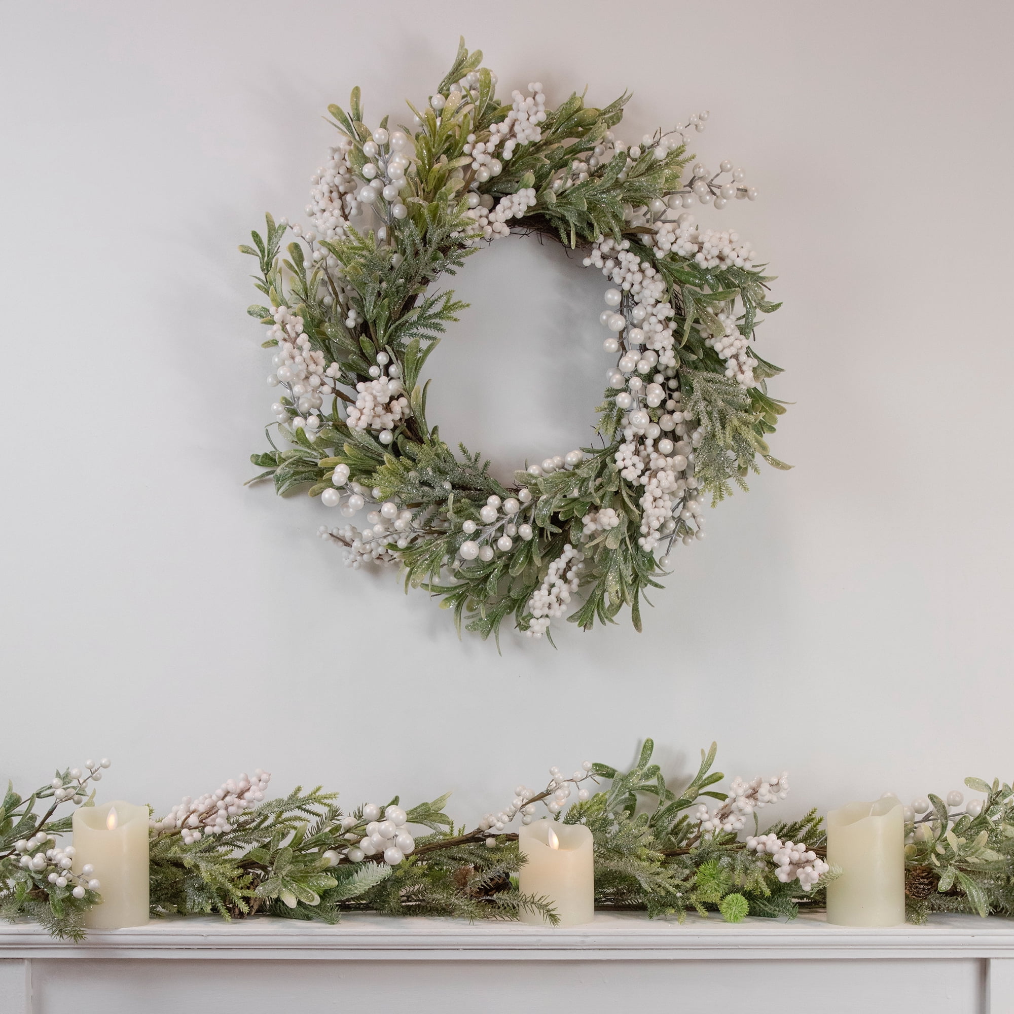 Northlight Artificial Christmas Garland with Frosted Foliage and Pinecones - 5' x 8" - Unlit