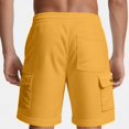 thumbnail image 4 of WTOBBY Men's Corduroy Cargo Bermuda Shorts with Elastic Drawstring Waist, Outdoor Athletic Loose Fit for Summer Sports Activities ,Yellow XL, 4 of 5