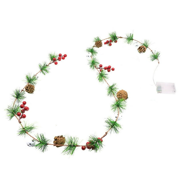 Christmas Lights for Tree Christmas Lights wtih Pine Cones, Bells, Pine Needles, and Red Berry Decorations Require 3 Aa Batteries, Not Included String Lights Bedroom