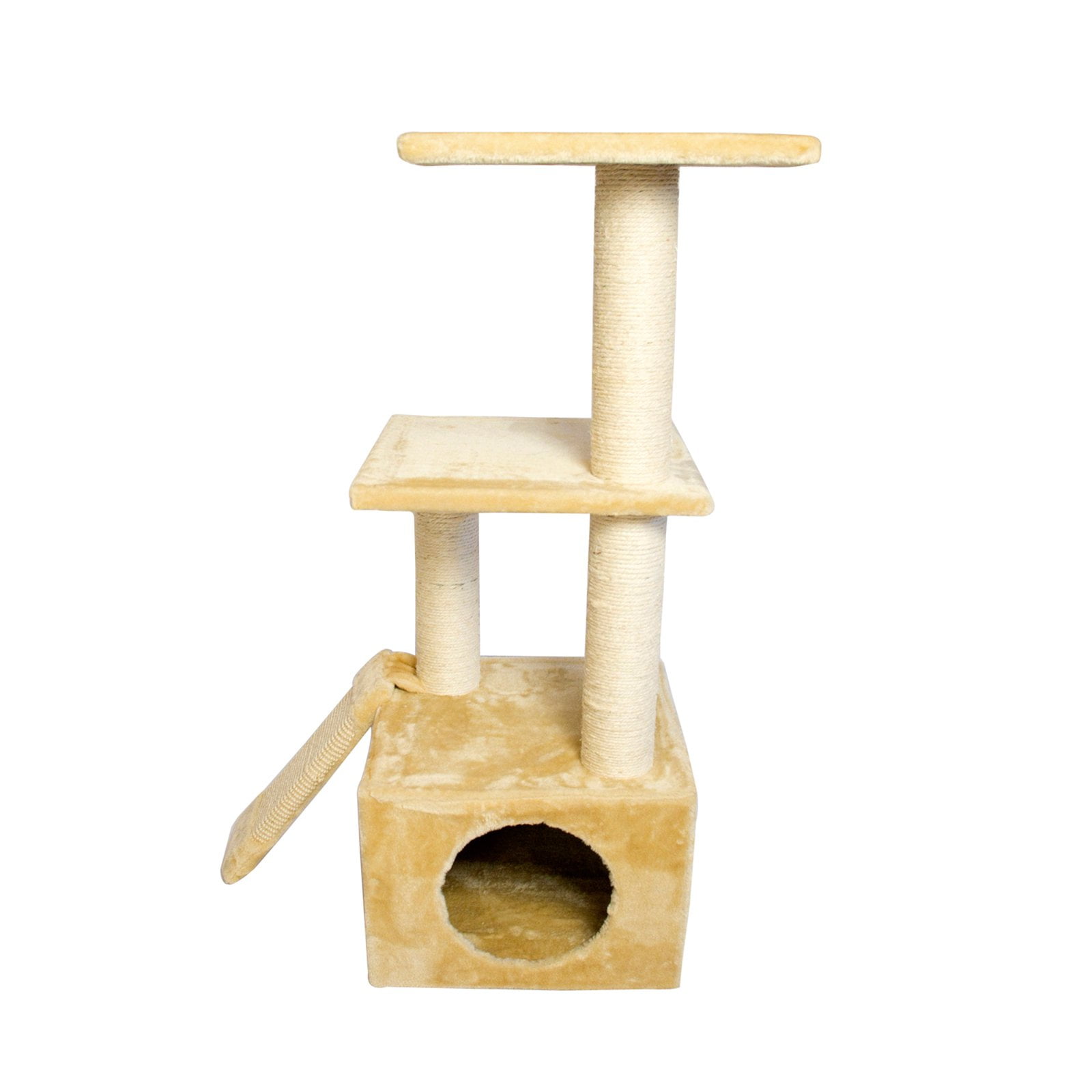 Iconic Pet 3Level Cat Tree Condo with Sisal Ramp And Multiple Sisal