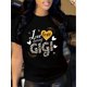 thumbnail image 1 of Camiseta de verano para mujer con Cuello RedondoGIGI Love Letter Print Casual T-Shirt for Women - Crew Neck, Short Sleeve, Breathable Polyester, Machine Washable - Perfect for Spring & SummerFather', 1 of 8