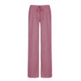 thumbnail image 4 of Jxximdong Pants for Women Women's Wide Leg Striped Pants Casual Drawstring Elastic Low Rise Pajama Pants Wear Trousers Red L Trousers, 4 of 8