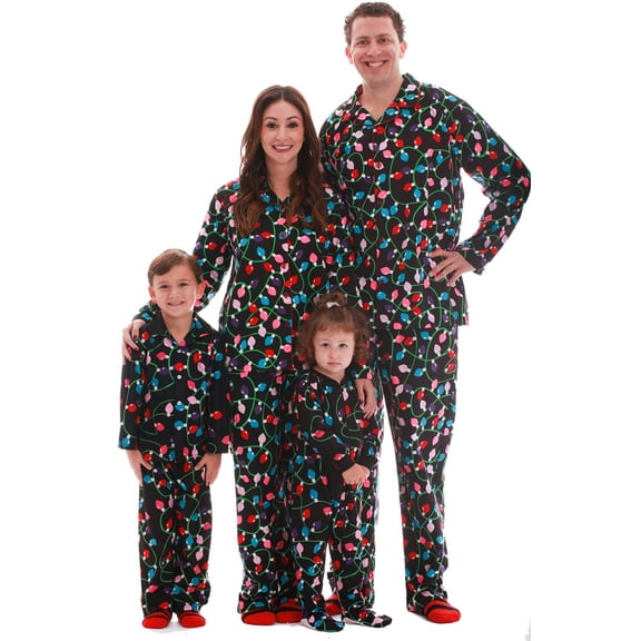 #FollowMe Family Flannel Kids Pajama Set Coordinated, Cozy Sleepwear for All (Christmas Lights - Infant, 2T)