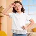 thumbnail image 2 of Girls Short Sleeve T Shirts Kids Cute Lace Hem Crewneck Summer Tops Tees, 2 of 7