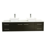 Totti Wave 60 inch Espresso Modern Double Sink Bathroom Vanity With Counter-Top And Double Sinks