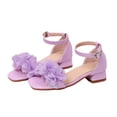 thumbnail image 5 of JAJAHO Girls Dress Shoes Floral Princess Low Heel Summer Sandals Ankle Straps Open Toe Girl Wedding Party Shoes, 5 of 6