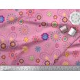 thumbnail image 2 of Soimoi Pink Polyester Crepe Fabric Insect & Floral Clip Art Decor Fabric Printed BTY 52 Inch Wide, 2 of 3