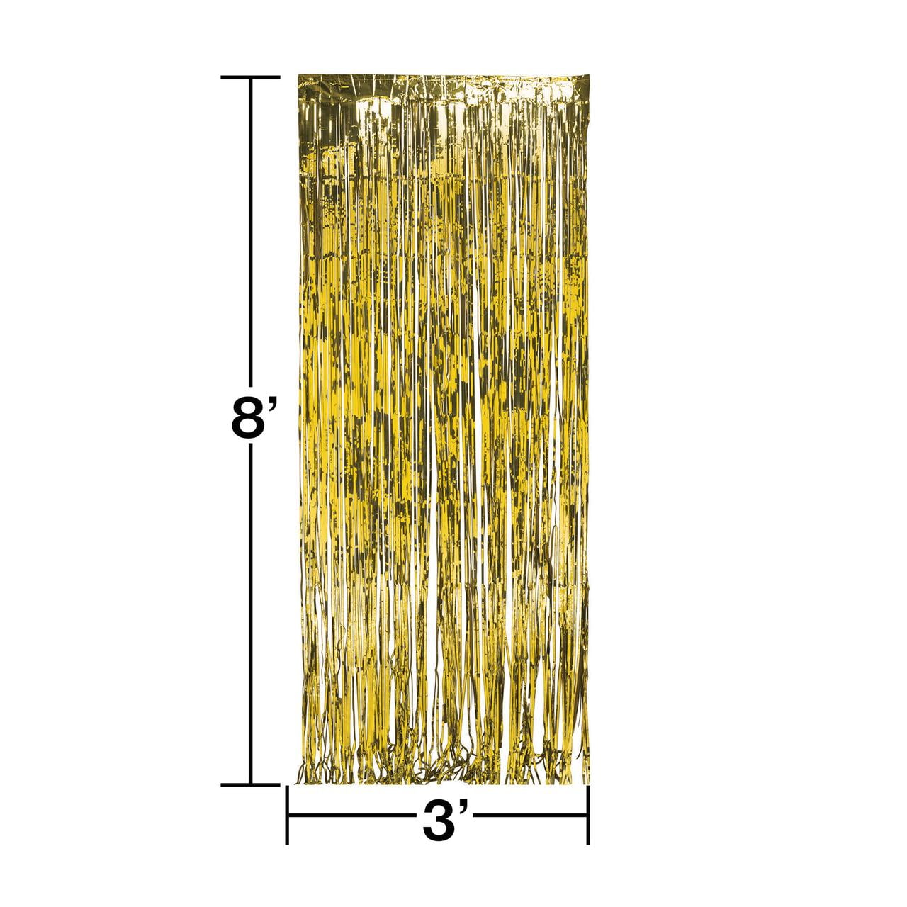 Metallic Gold Foil Door Curtain Decoration, 8' x 3', by Way to Celebrate
