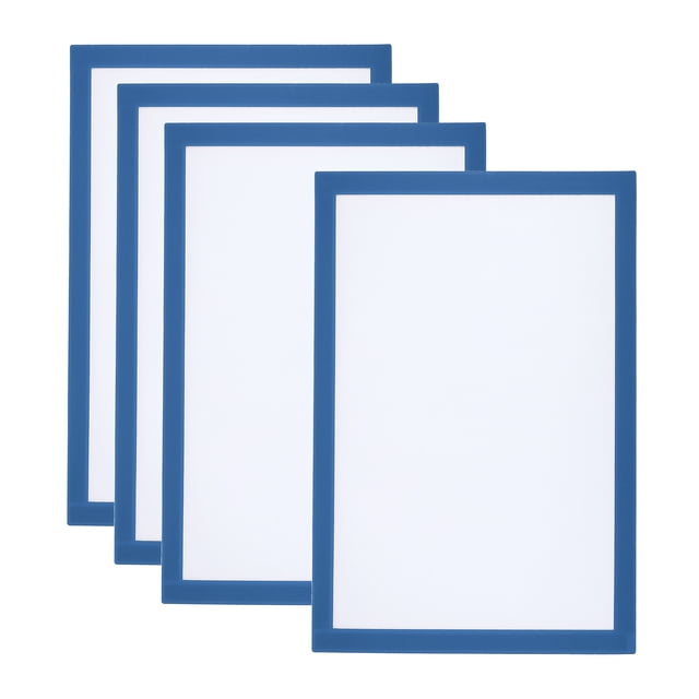 Unique Bargains A4 Magnetic Sign Holder, 4 Pack Magnetic Display Frame Self-Adhesive Picture Frame for Refrigerator, Light Blue