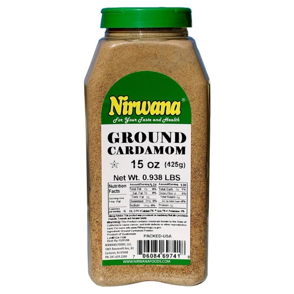 Premium Ground Cardamom – Aromatic & Flavorful Spice for Cooking, Baking, and Beverages – Perfect for Chai Tea, Curry Powder, Seasoning & More 15 oz Jar by Nirwana