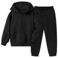 thumbnail image 7 of Ulanda Girls 2 Piece Outfits Tracksuit Drop Shoulder Hoodie Half Zip Sweatshirt and Sweatpants Joggers Set with Pockets (Black, 13-14 Years), 7 of 7