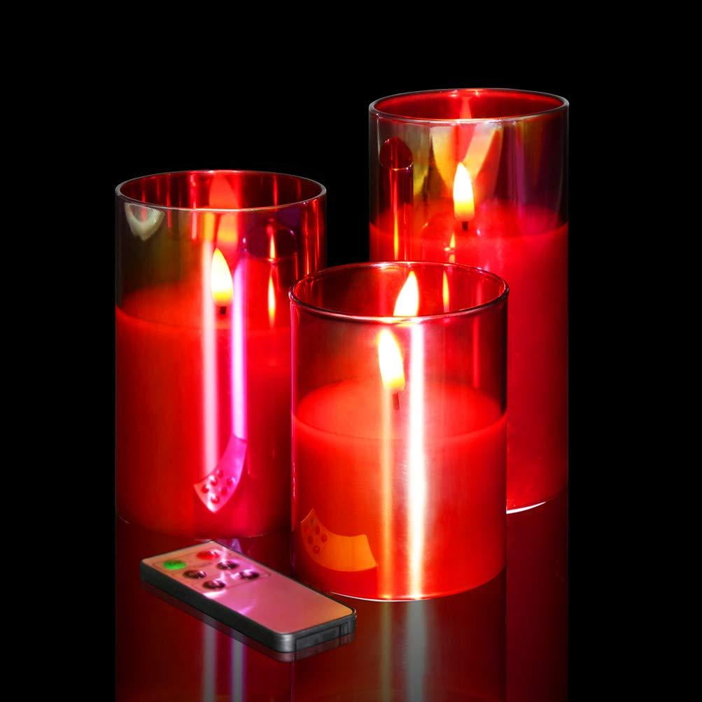 Realistic Flickering Flameless Christmas Window Candles Battery Operated Set of 6 Eywamage Blush LED Taper Candles with Remote 