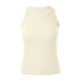 thumbnail image 4 of Women's Ribbed Knit Tank Top Form-Fitting Sleeveless Basic Cami Stretchy Soft Breathable Summer Vest for Daily Wear Layering(Beige,M), 4 of 4
