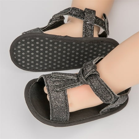 

NEGJ Girls Open Toe Paillette Tassels Shoes First Walkers Shoes Summer Toddler Flat Sandals