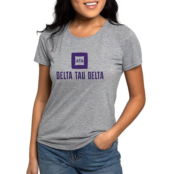 CafePress - Delta Tau Delta Purple Stacked Signature T Shirt - Womens Tri-blend T-Shirt