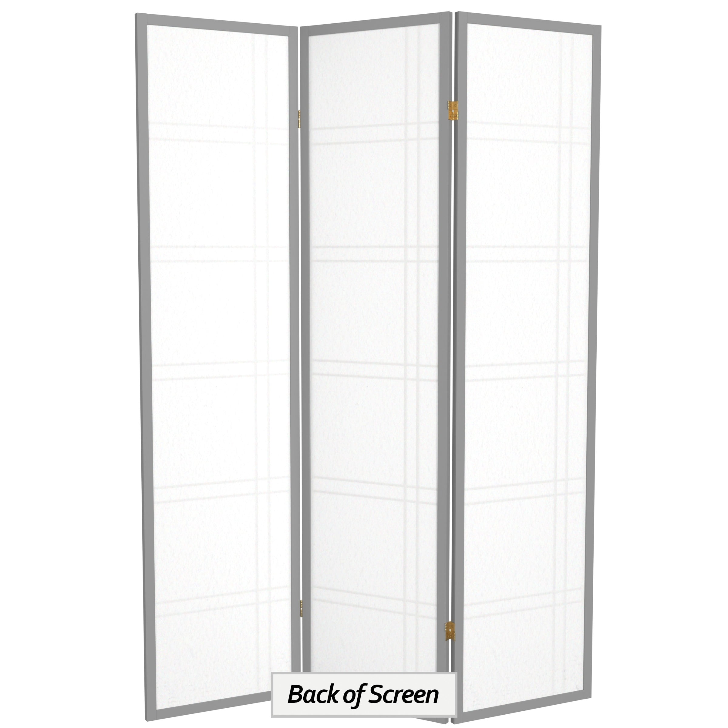 6 ft. Tall Grey Special Edition Shoji Screen with Double Cross Design - 3 Panels