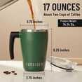 thumbnail image 3 of OUTSIDER Stainless Steel Vacuum Insulated Coffee Mug/Cup with Rotating Handle and Spill Proof Lid – Great Travel Tumbler for Outdoor, Home, Office – 17 ounces, Green, 3 of 10