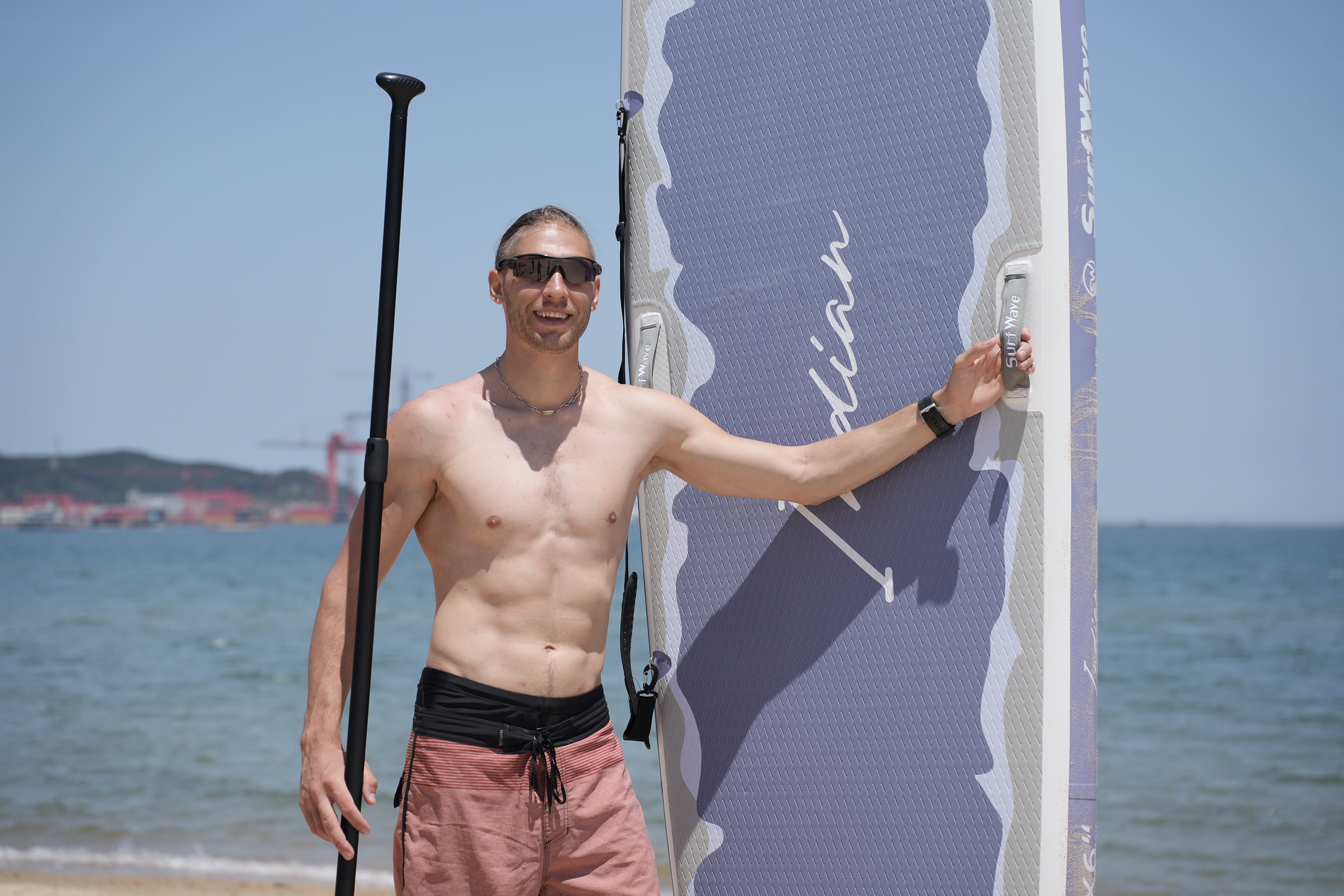 E-Western Inflatable Paddle Board 11'×34"×6" with Accessories - Portable, Stable, Ideal for Novice and Travel Adventures
