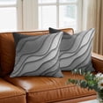 thumbnail image 3 of Modern Abstract Throw Pillow Cover Geometric Black Grey Gradient Cotton Linen Cushion Cover Throw Pillow Case with Invisible Zipper for Couch Sofa Bed Chair Car 16x16 Inch, 3 of 14