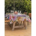 thumbnail image 3 of Outdoor Tablecloth with Umbrella Hole for Patio/Picnic/Party/Camping, Purple Pink Floral Waterproof Table Cloth Rectangle Table Cover Washable, Spring Farmhouse Country Vintage Flower (60"x 102"), 3 of 8