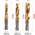 thumbnail image 1 of Juego de brocas de grifo, vástago hexagonal Chapado en titanio, tornillo HSS, broca de rosca, máquina de tornillo, grifo compuesto M3, M4, M5, M6, M8, M10, herramientas manuales nuevas, 1 of 4